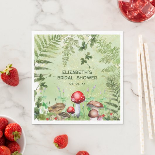 Rustieke bosgroen bladeren Paddenstoelen Varens Servet (Insitu)