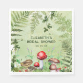 Rustieke bosgroen bladeren Paddenstoelen Varens Servet (Voorkant)