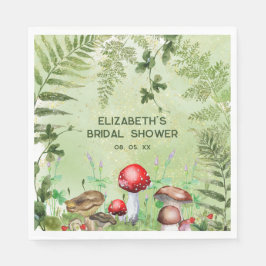 Rustieke bosgroen bladeren Paddenstoelen Varens Servet