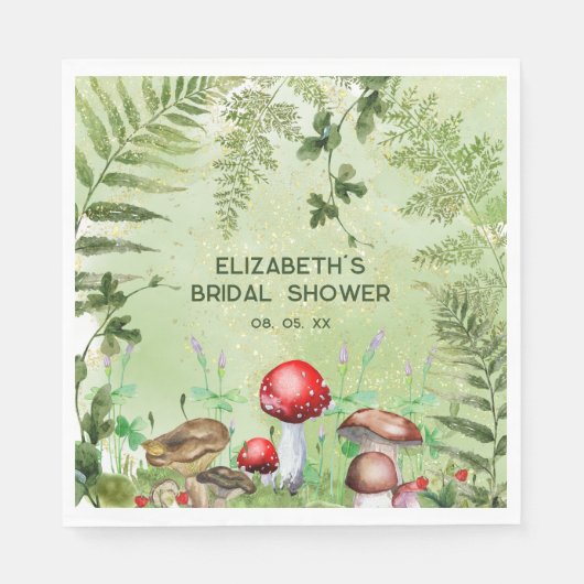 Rustieke bosgroenblijvende paddenstoelen Schimmels Servet (Voorkant)