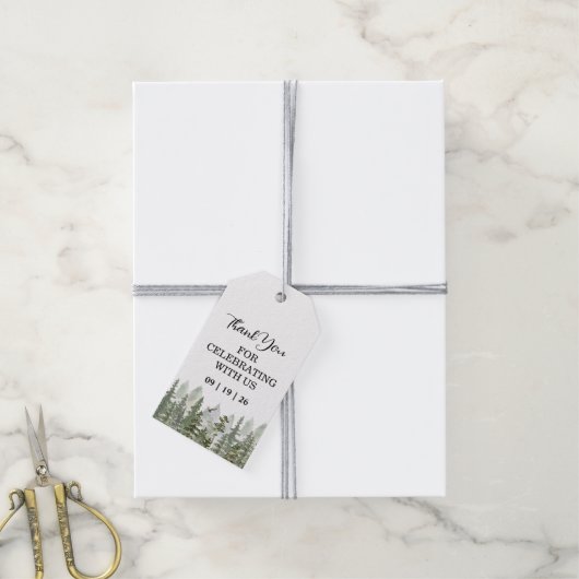 Rustieke bosgroene bos bruiloft cadeaulabel (Met Touw)