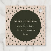 Rustieke bosgroene kerstbomen cadeau van bedankjes labels (Achterkant)