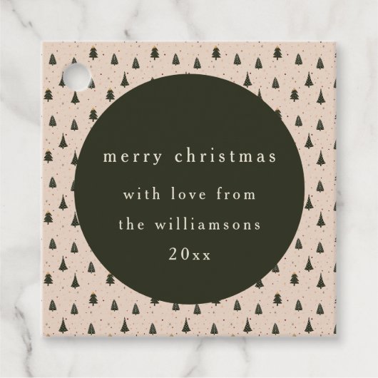 Rustieke bosgroene kerstbomen cadeau van bedankjes labels (Voorkant)