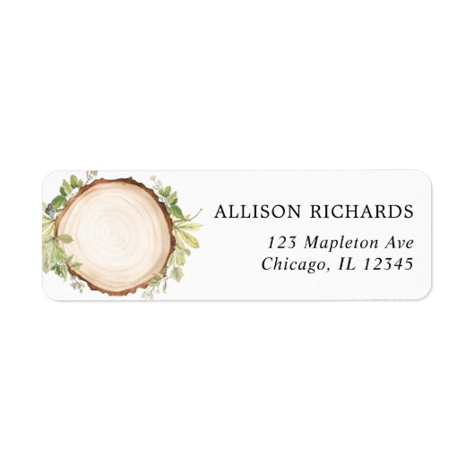 Rustieke bosgrond buiten bos hout plak bruiloft etiket (Voorkant)