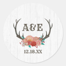 Rustieke bosherten Antler Boho Monogram Bruiloft