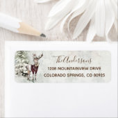 Rustieke bosherten in de sneeuw etiket (Insitu)