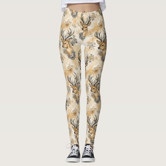 Rustieke bosland reeënpatroon leggings (Voorkant)