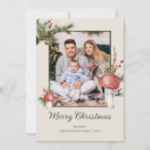 Rustieke Bospaddenstoelen Kerstfoto Feestdagenkaart (Voorkant)
