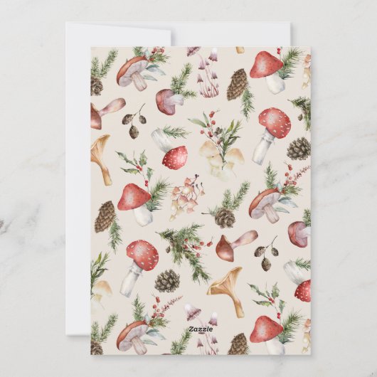 Rustieke Bospaddenstoelen Kerstfoto Feestdagenkaart (Achterkant)