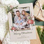 Rustieke Bospaddenstoelen Kerstfoto Feestdagenkaart
