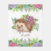 Rustieke bosrand bos Cute bloemen egel Fleece Deken (Voorkant)