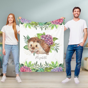 Rustieke bosrand bos Cute bloemen egel Fleece Deken