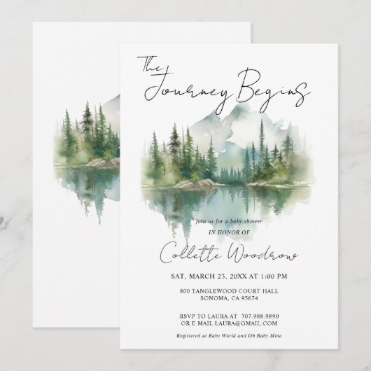 Rustieke bosreis begint Waterverf Kaart (Voorkant / Achterkant)