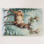Rustieke Bosrendier Elegante Kerst Kunst Legpuzzel (Horizontaal)