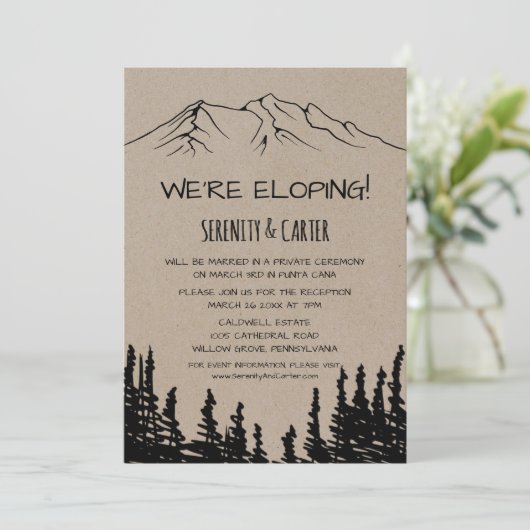 Rustieke Bosrijke Berg Elopement Ontvangst Kaart (Staand voorkant)