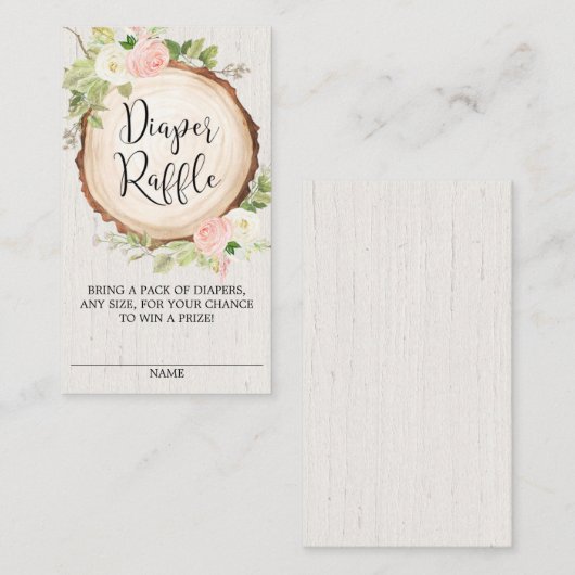 Rustieke bosrijke blush roze bloemenluier loterij informatiekaartje (Voorkant / Achterkant)