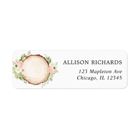 Rustieke bosrijke blush roze wit bloemenhouten pla etiket (Voorkant)