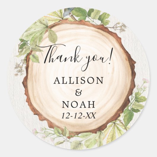 Rustieke bosrijke buitenbos hout plak gunst ronde sticker (Voorkant)