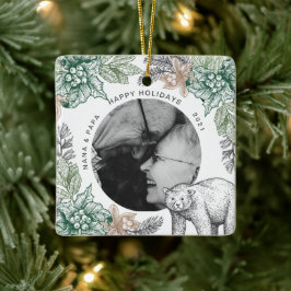 Rustieke bosrijke grootouders vakantie foto keramisch ornament