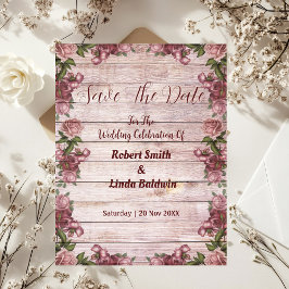 Rustieke bosrijke Rozen bloemenland Save the date Kaart