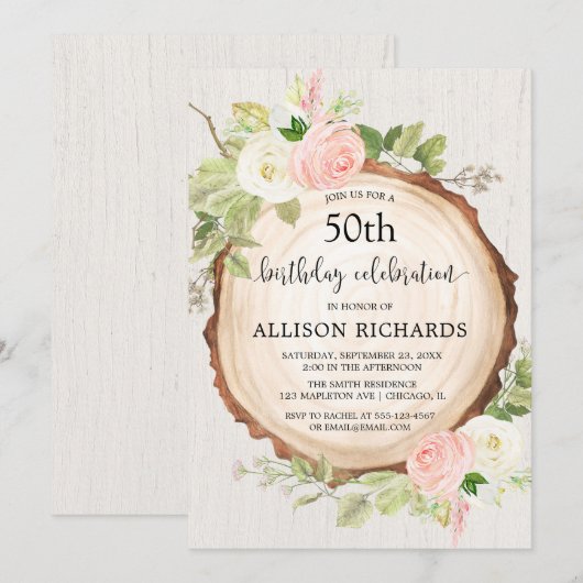 Rustieke bosrijke vrouwen verjaardagsfeestje volwa kaart (Voorkant / Achterkant)