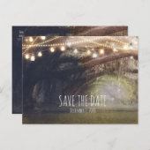 Rustieke Bossen Betoverd Bos & Lights Save Datum Aankondigingskaart (Voorkant / Achterkant)