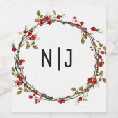 Rustieke Bossen Cranberry Berries Vakantie kranswi Wijn Etiket (Enkel label)