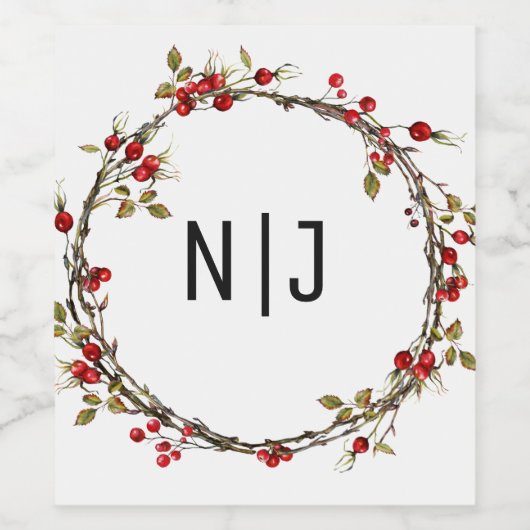 Rustieke Bossen Cranberry Berries Vakantie kranswi Wijn Etiket