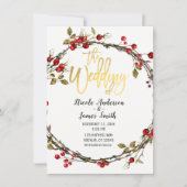 Rustieke Bossen Cranberry Berry Wreath Modern Wedd Kaart (Voorkant)