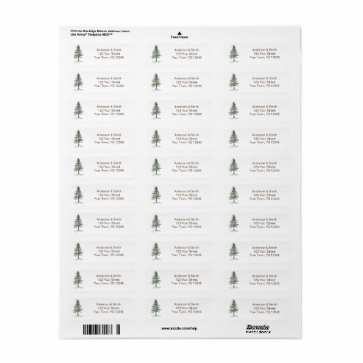 Rustieke Bossen Evergreen Pine met Lichten Etiket (Full Sheet)