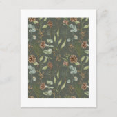 Rustieke bossen groen & dennenappels op groen informatiekaartje (Achterkant)