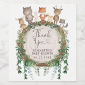 Rustieke bossen groen dieren Baby gunsten Wijn Etiket (Enkel label)