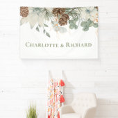 Rustieke bossen groen met pinecones en namen spandoek (Insitu)