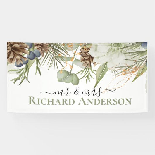 Rustieke bossen groen met pinecones spandoek (Horizontaal)