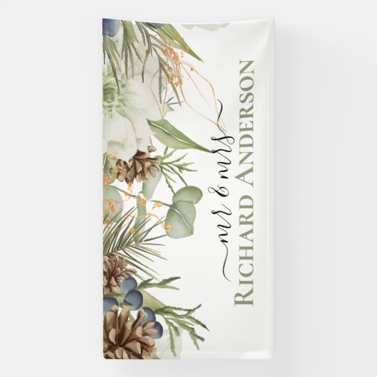 Rustieke bossen groen met pinecones spandoek (Verticaal)