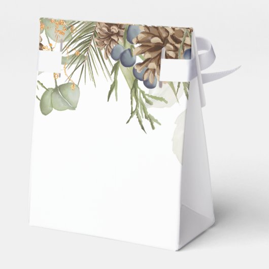 Rustieke bossen groen & pinecones bruiloft bedankdoosjes (Achterkant)