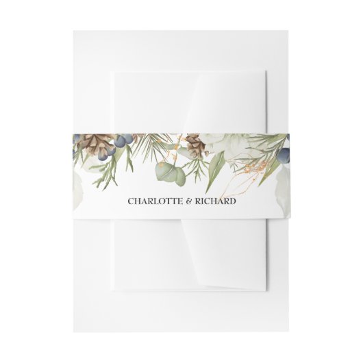 Rustieke bossen groen & pinecones uitnodigingen wikkel (Voorkant Voorbeeld)