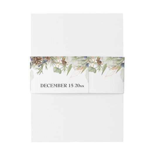 Rustieke bossen groen & pinecones uitnodigingen wikkel (Achterkant Voorbeeld)