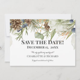 Rustieke bossen Pinecones Horizontaal Save The Date