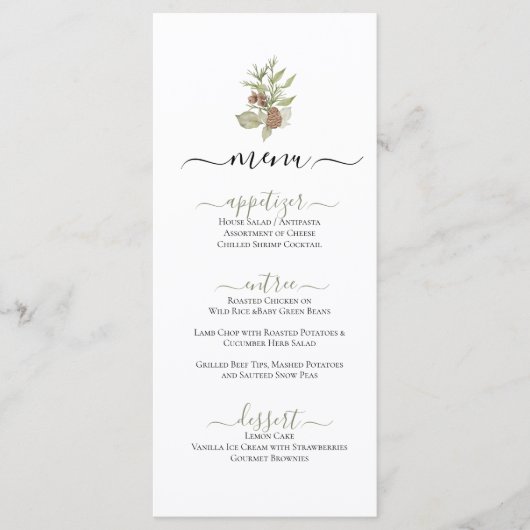 Rustieke bossen Pines & dennenappels Illustratie Menu (Voorkant)