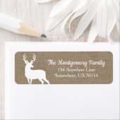 Rustieke bossen Witte Herten Faux Burlap Etiket (Insitu)