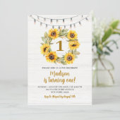 Rustieke Bossen Zonnebloem Eerste Verjaardag Kaart (Staand voorkant)