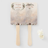 Rustieke bosveren en bloeiende bloemen handwaaier (Voorkant en achterkant)