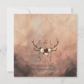 Rustieke bosveren en bloeiende bloemen save the date (Achterkant)