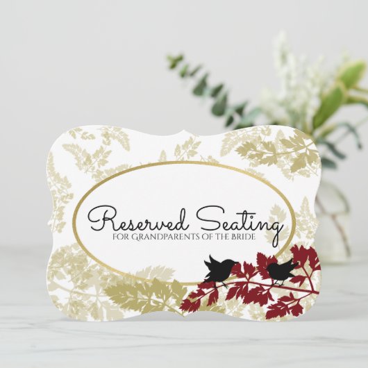 Rustieke bosvogels bordeauxrood en goud gereservee kaart (Staand voorkant)