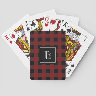 Rustieke Boswachter Buffalo Geruite Monogram Begin Pokerkaarten