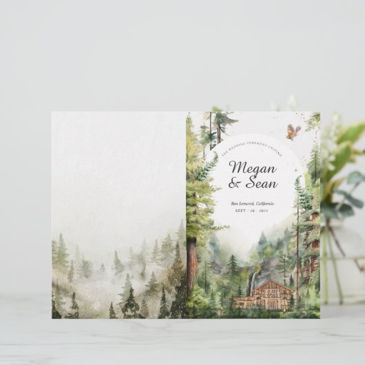 Rustieke Boswaterval Bruiloftsprogramma (Staand voorkant)