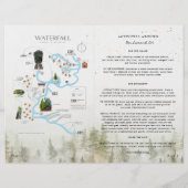 Rustieke boswaterval bruiloftsprogramma met spelle (Achterkant)
