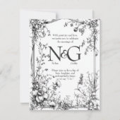 Rustieke Botanica, Zwart & Wit Hand getekend Kaart (Voorkant)