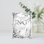 Rustieke Botanica, Zwart & Wit Hand getekend Kaart (Staand voorkant)